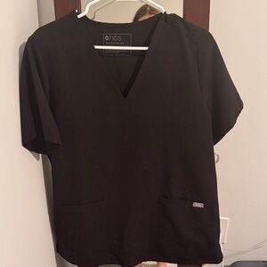 Figs Classic Black V-Neck Scrub Top